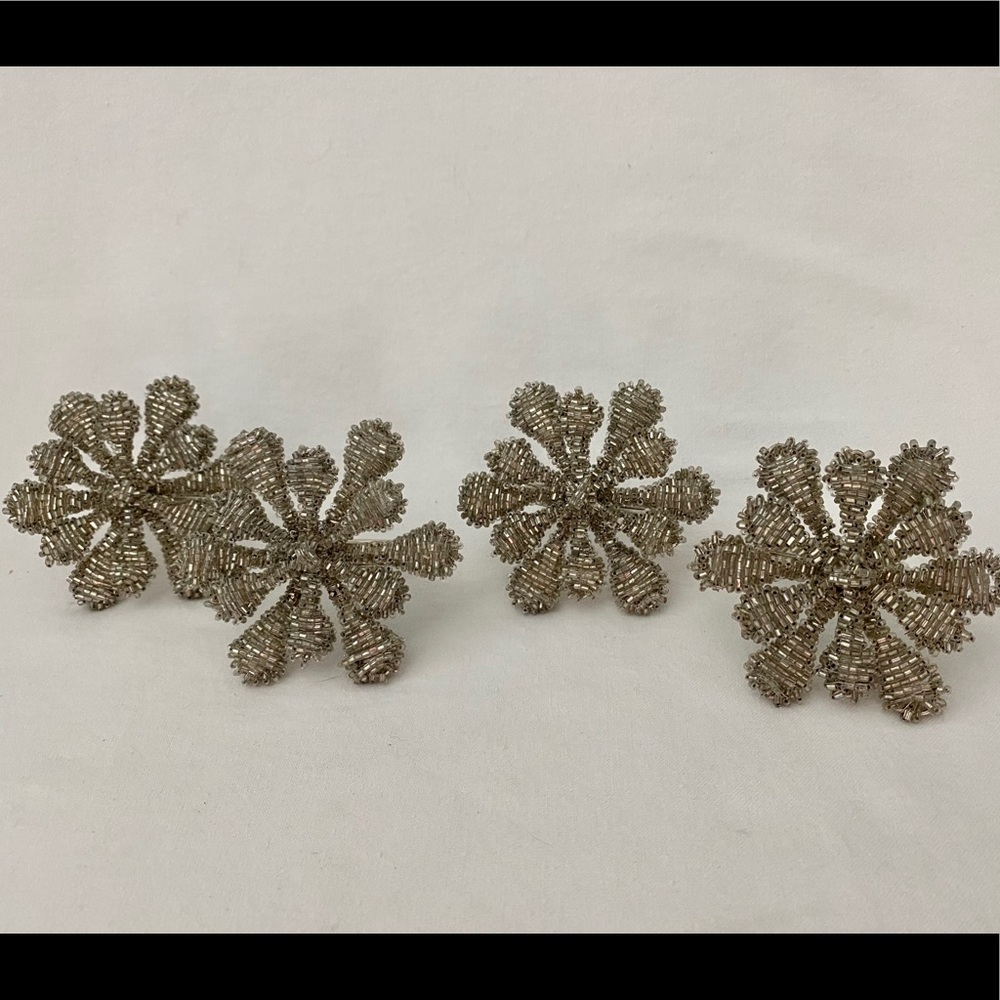 Crate & Barrel Snowflake Napkin Rings ~4